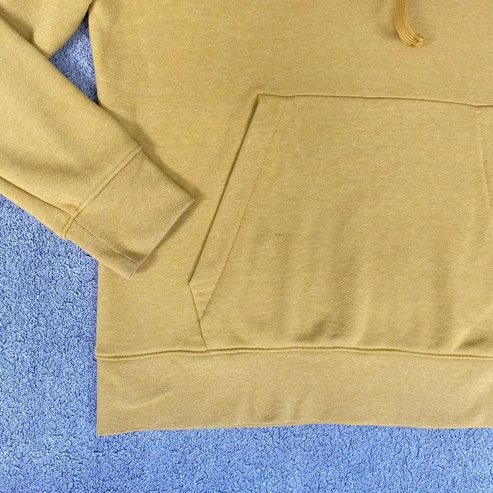 Nike Sportswear Men's Hoodie Sweatshirt Yellow Fleece Terry Cloth Lined Size L